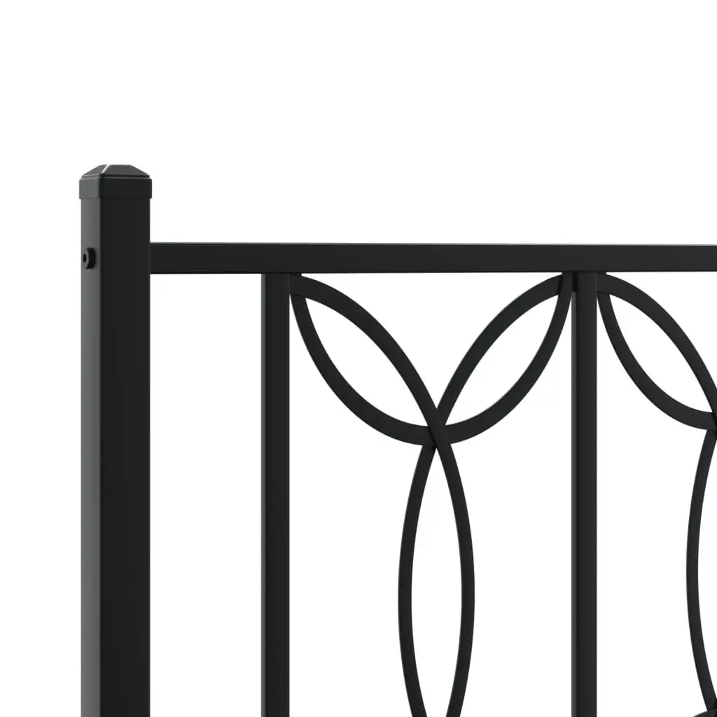 Metal Bed Frame 150x200 cm Black Headboard Steel Slats Centre Legs Storage