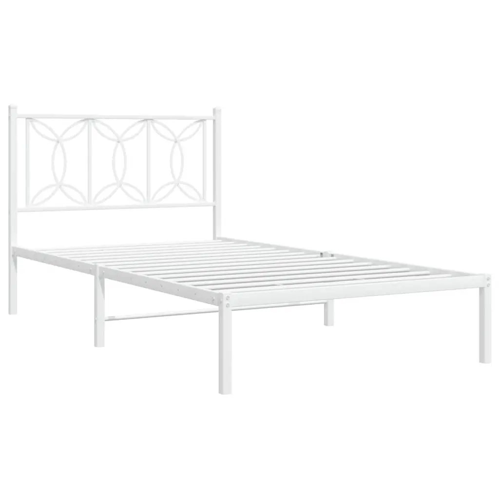 Metal Bed Frame King Single Slatted Base 107x203 cm White