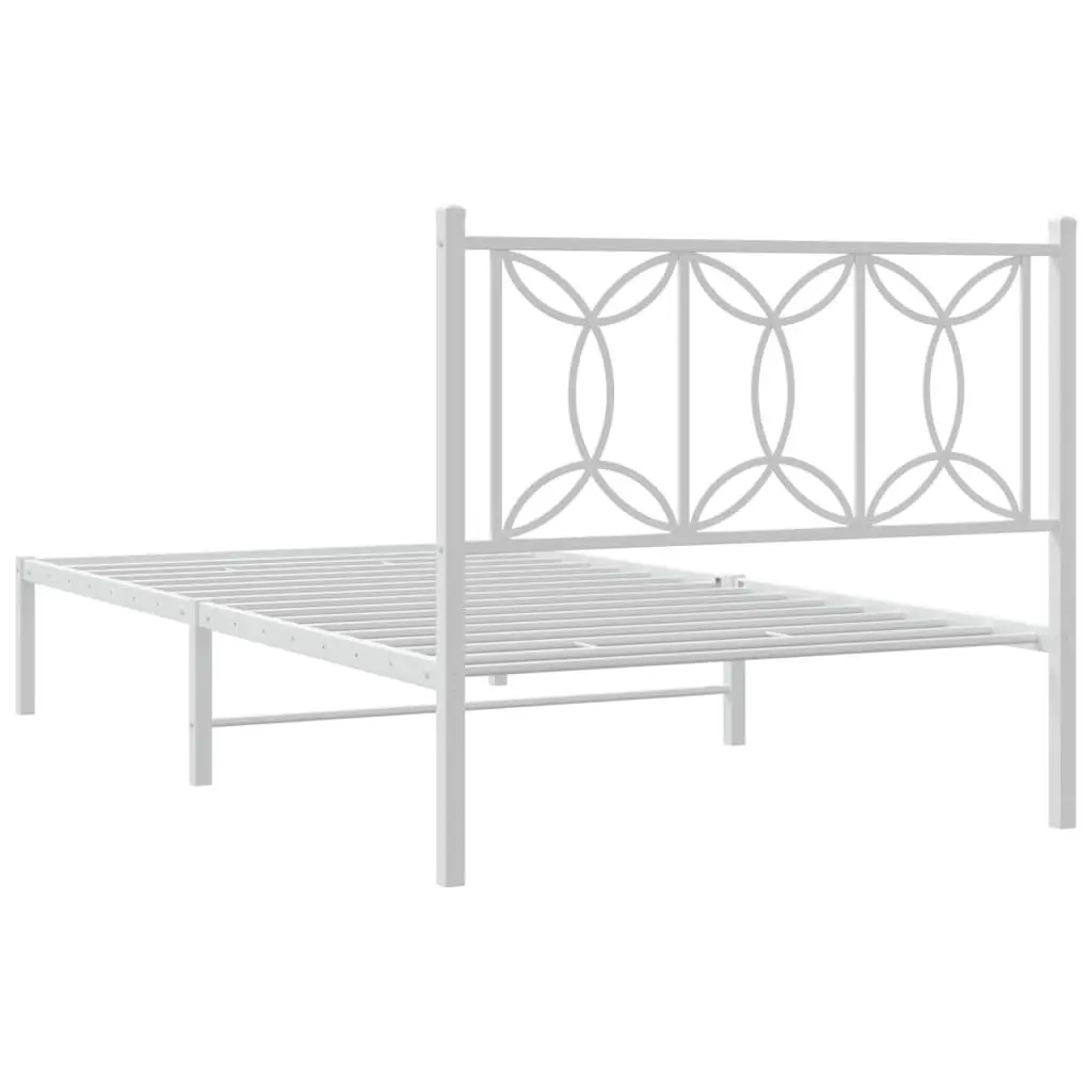 Metal Bed Frame King Single Slatted Base 107x203 cm White