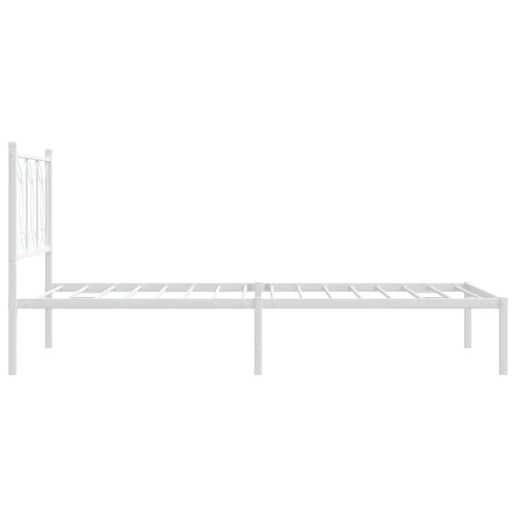 Metal Bed Frame King Single Slatted Base 107x203 cm White