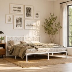 Your Ideal Metal Bed Frame with Headboard Storage - 183x203 cm