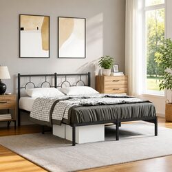 Your Perfect 135x190 cm Metal Bed Frame with Headboard