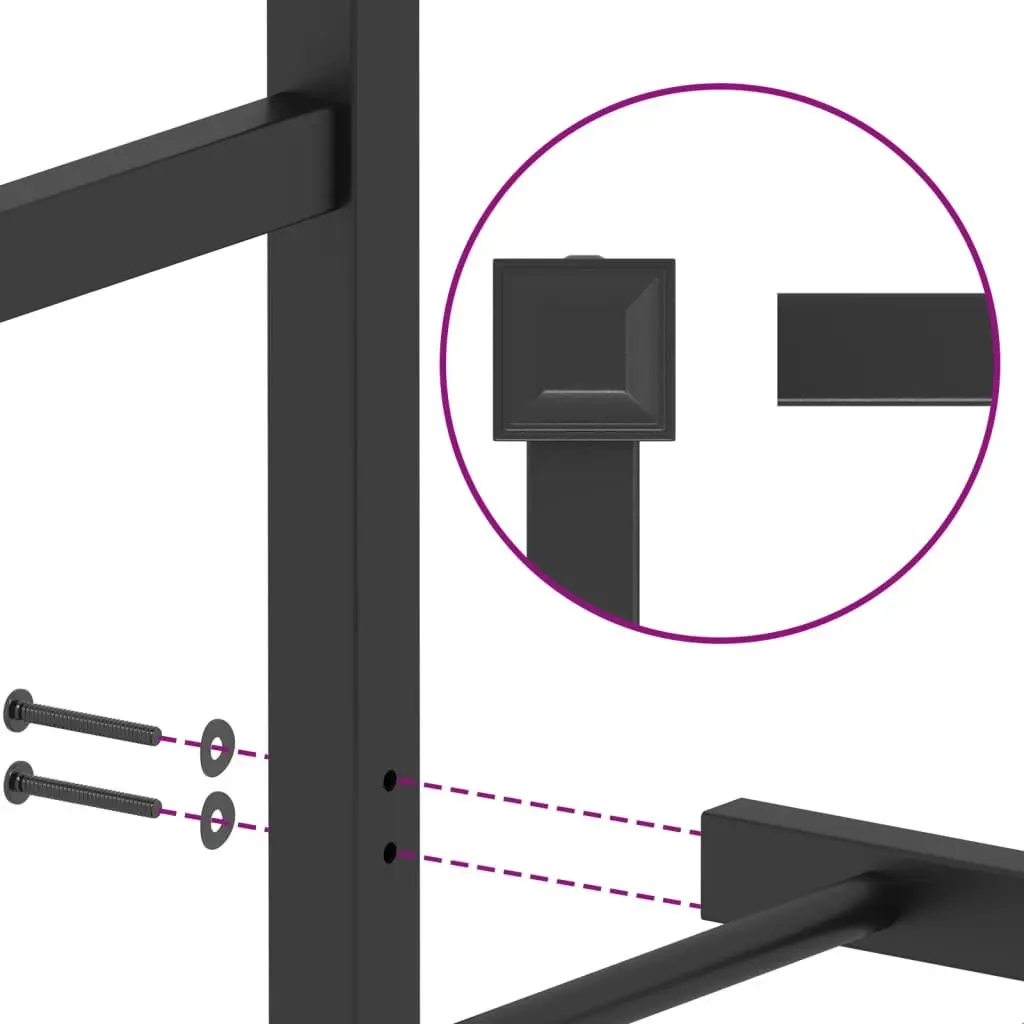 Metal Bed Frame 150x200 cm with Headboard Black Bedroom Furniture Base