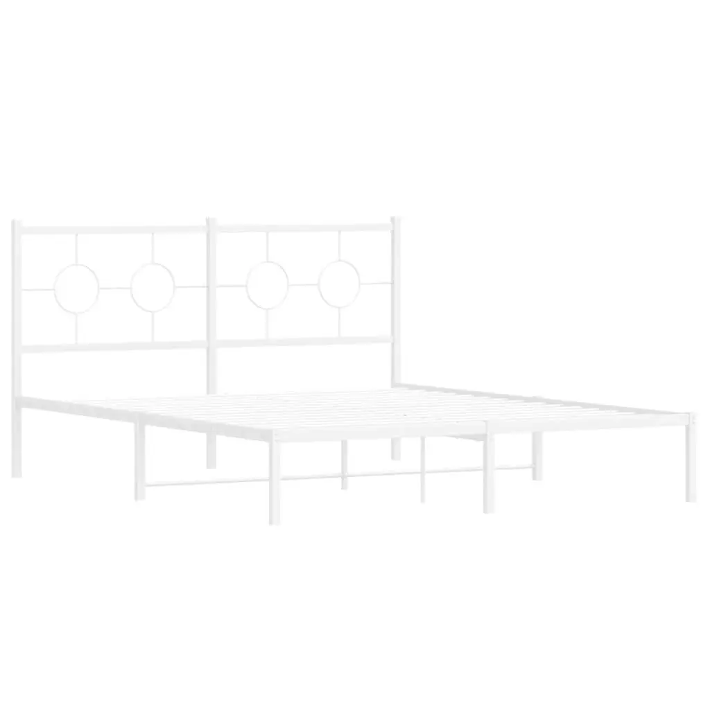Metal Bed Frame Slatted Base 150x200 cm White