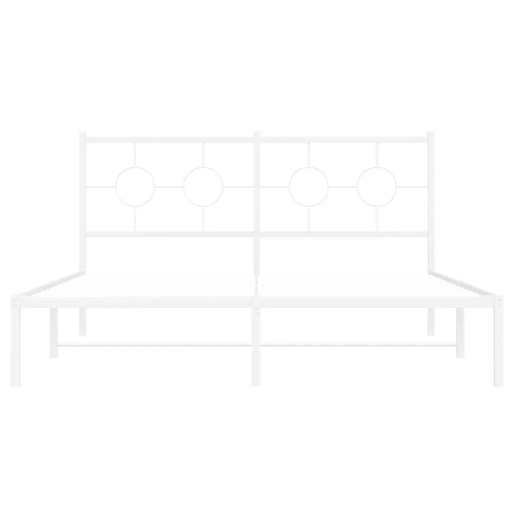 Metal Bed Frame Slatted Base 150x200 cm White