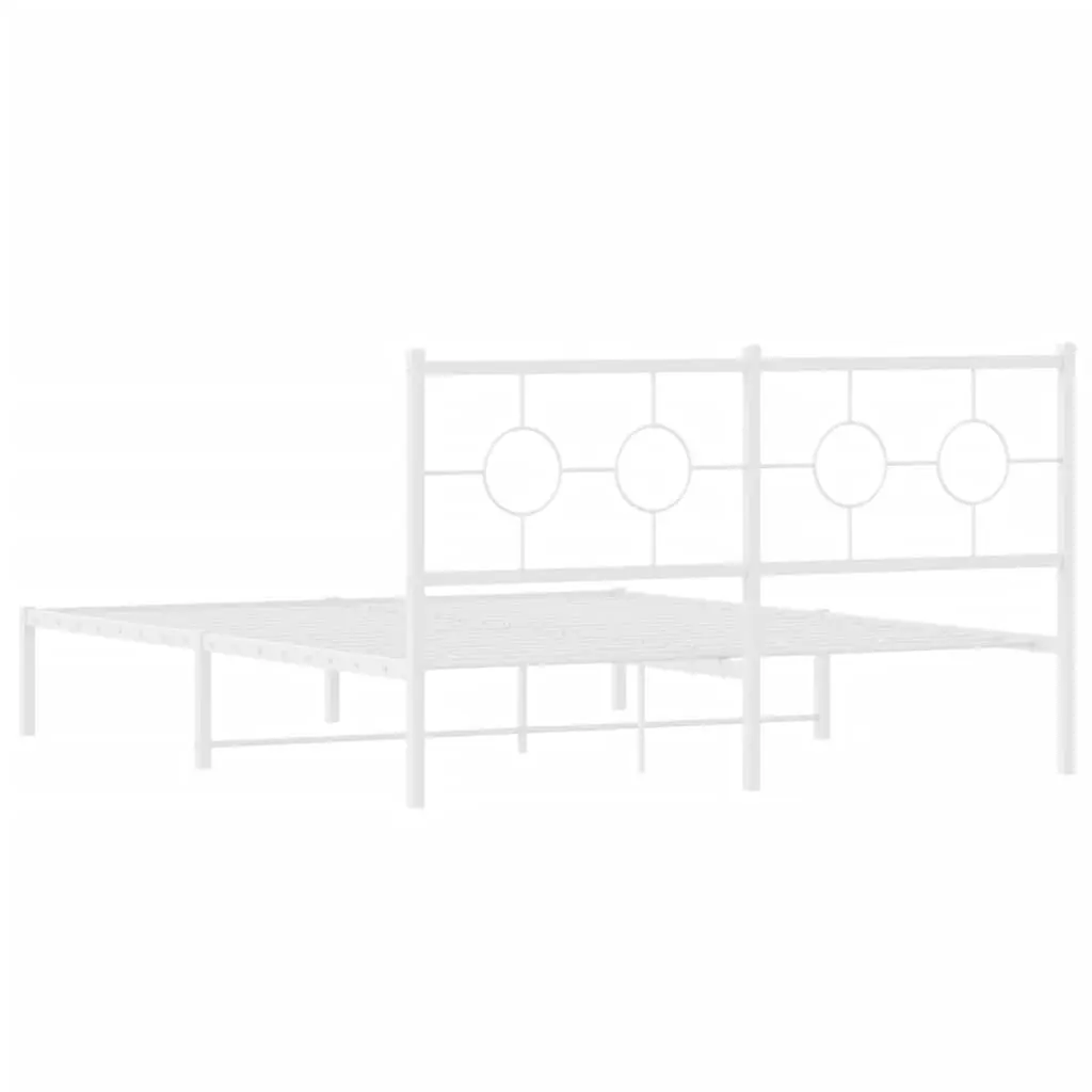 Metal Bed Frame Slatted Base 150x200 cm White