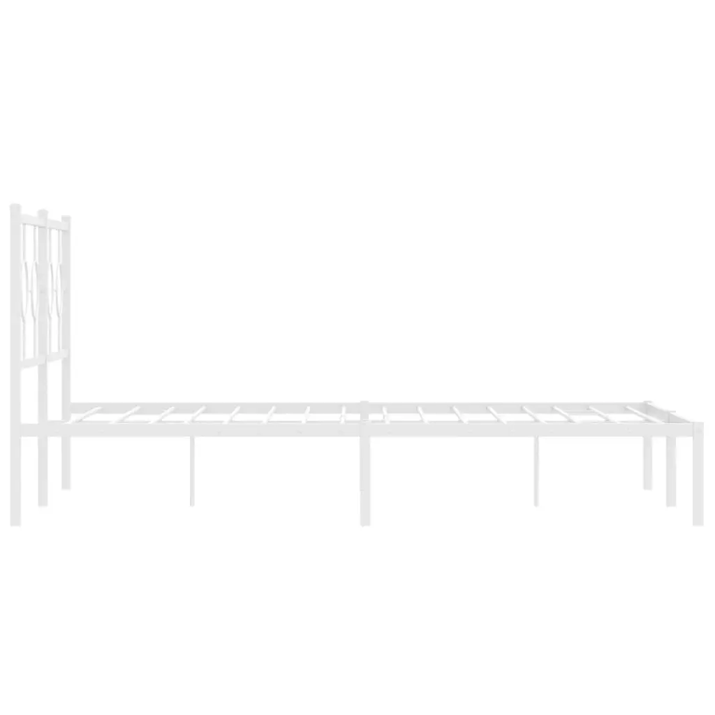 Metal Bed Frame Slatted Base 150x200 cm White