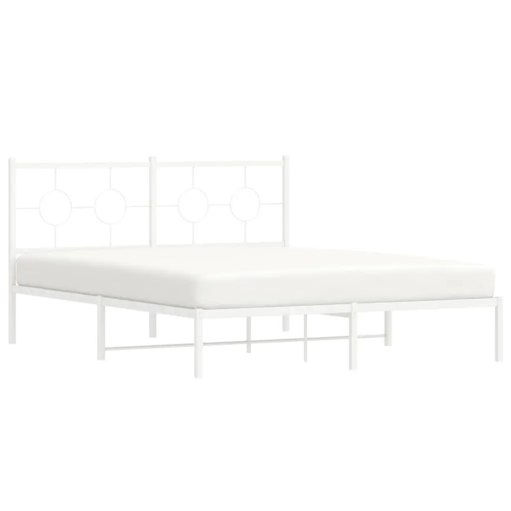 Metal Bed Frame Slatted Base 150x200 cm White