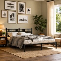 Your Ideal Black Bed Frame with Headboard - 150x200 cm