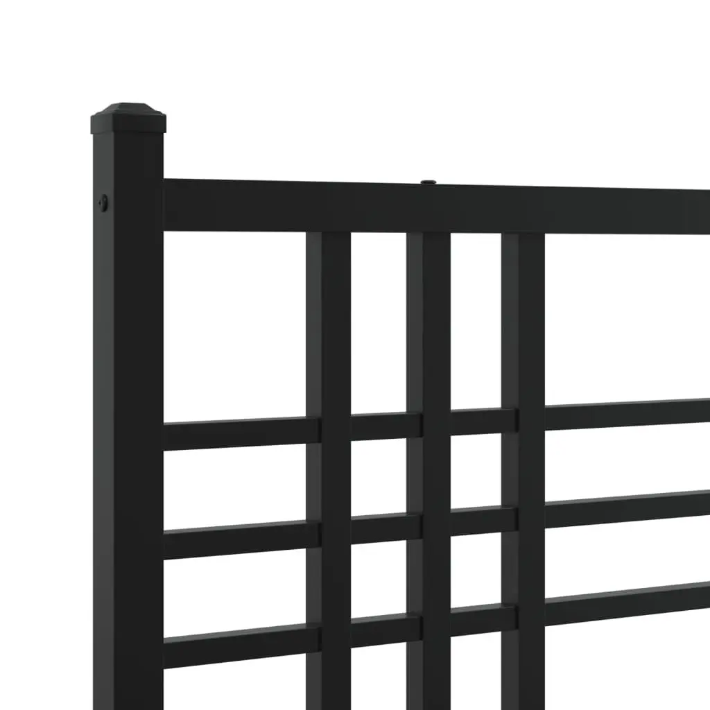 Black Metal Bed Frame with Headboard 150x200 cm Steel Slats and Centre Support