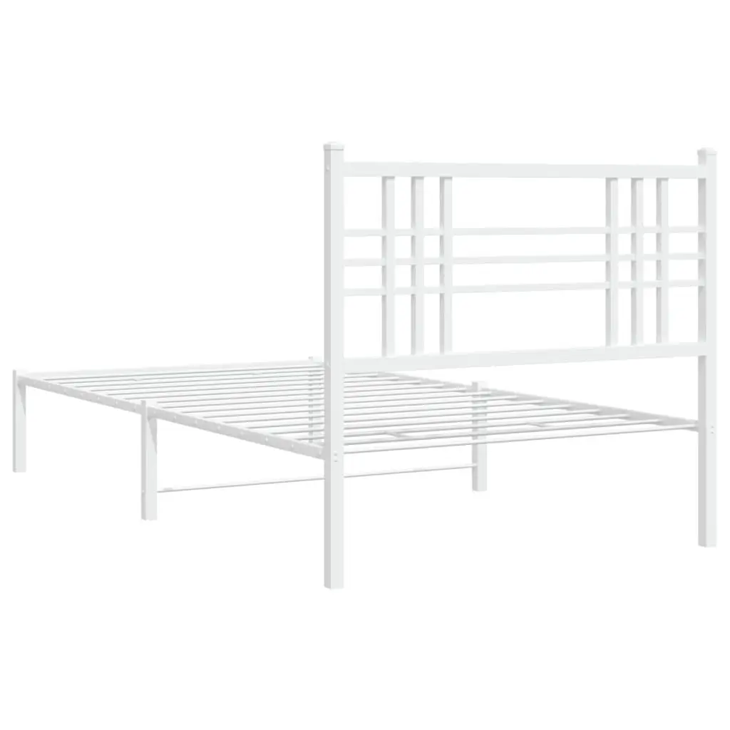 White Metal Bed Frame 90x190 cm with Storage