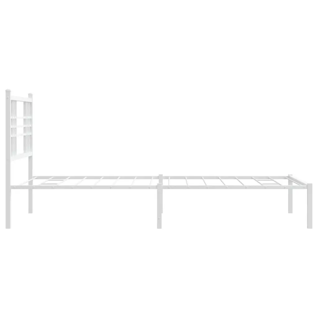 White Metal Bed Frame 90x190 cm with Storage