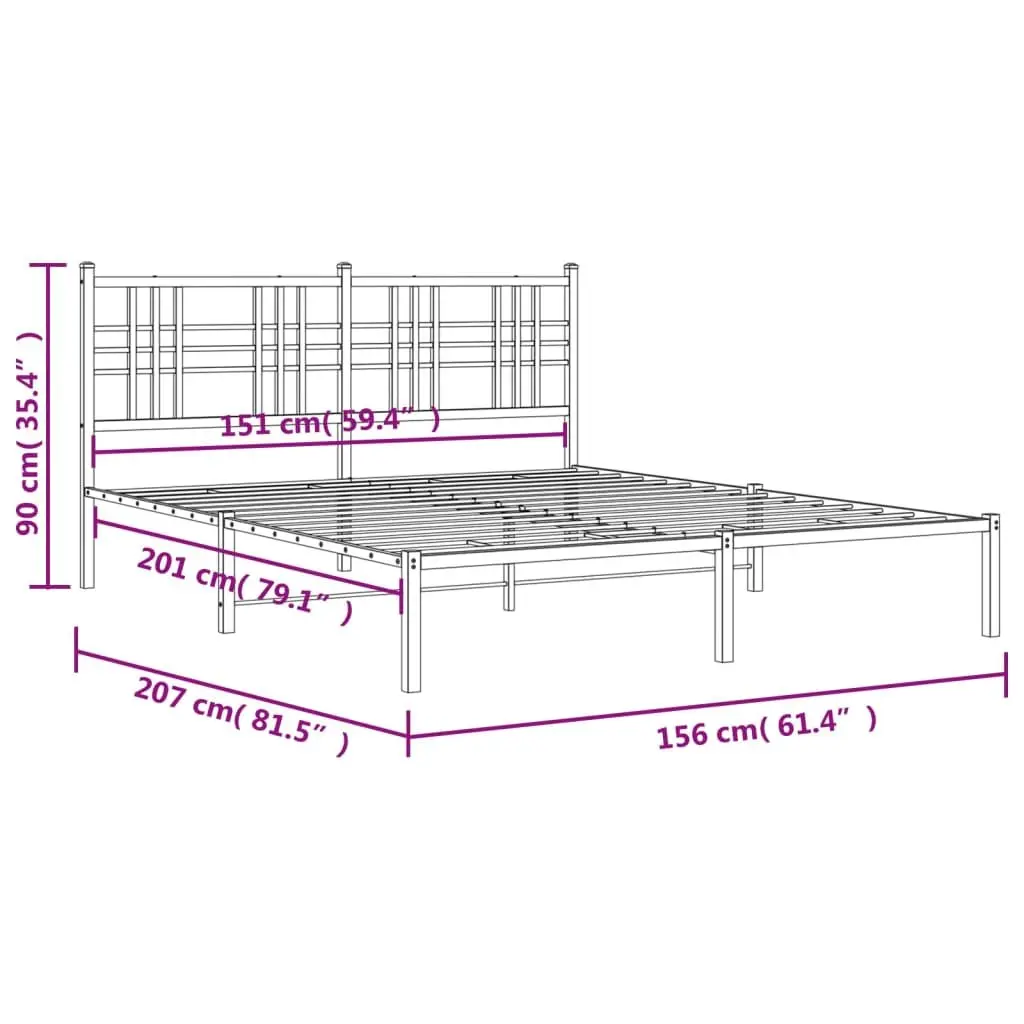 White Metal Bed Frame 150x200 cm