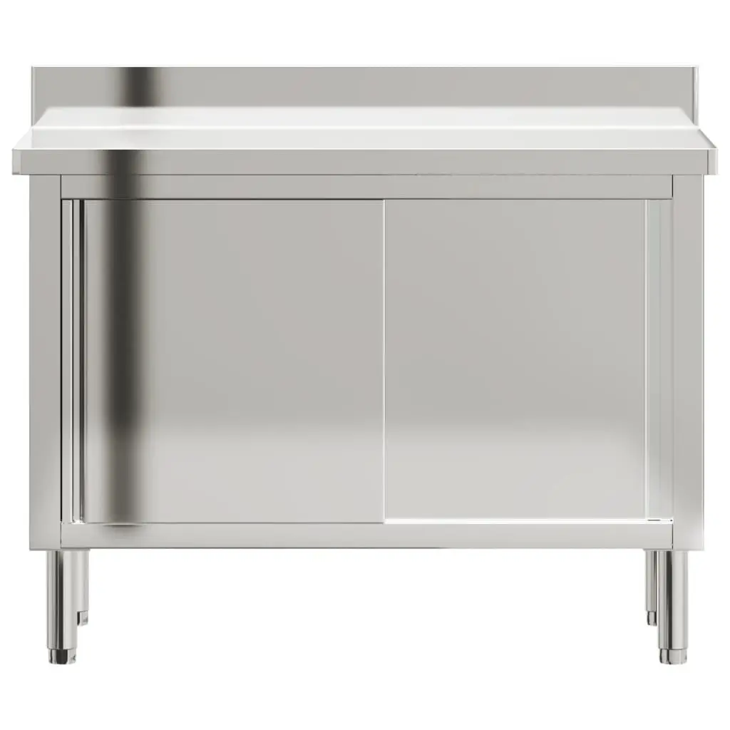 Commercial Kitchen Work Table Stainless Steel Sliding Doors Storage Shelf