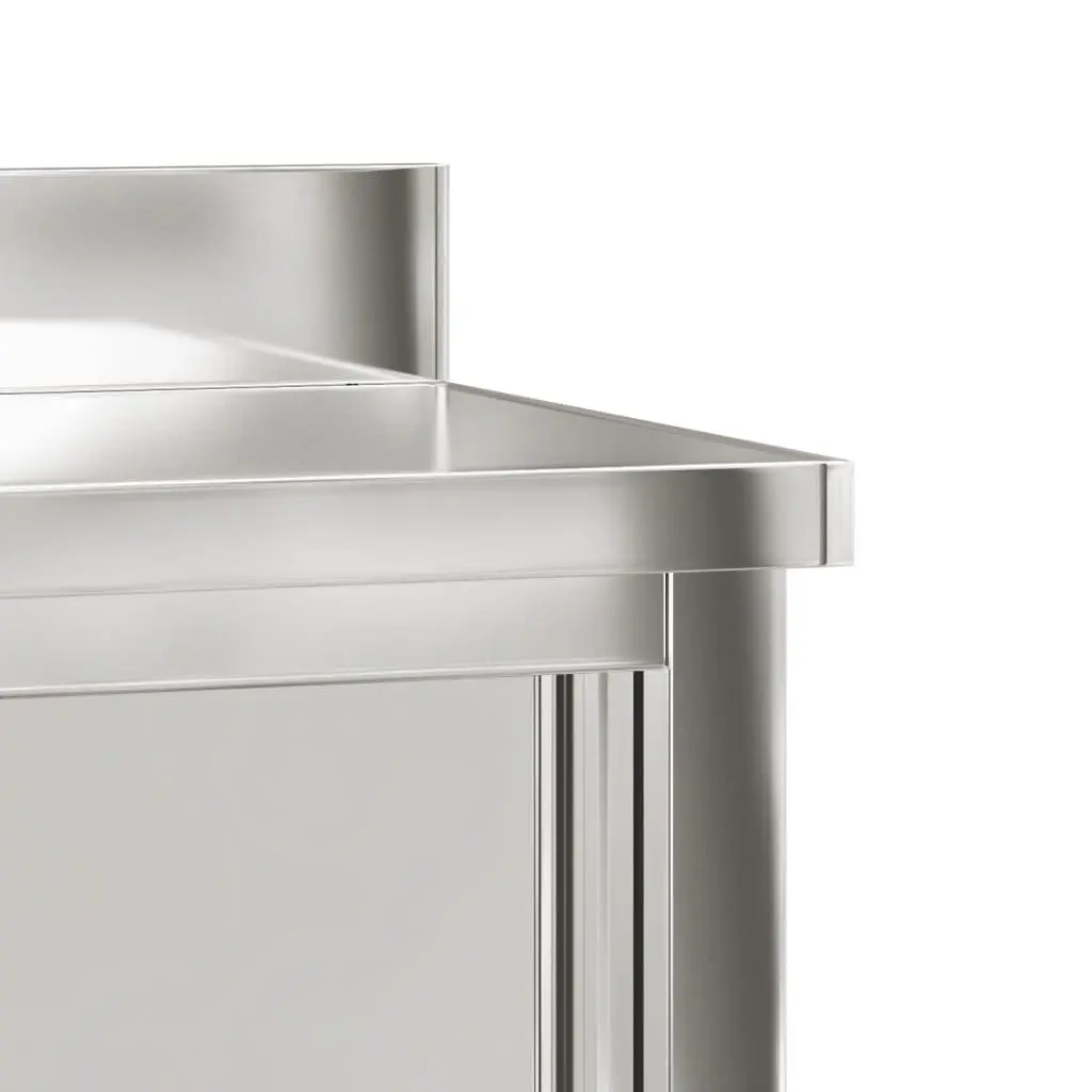Commercial Kitchen Work Table Stainless Steel Sliding Doors Storage Shelf