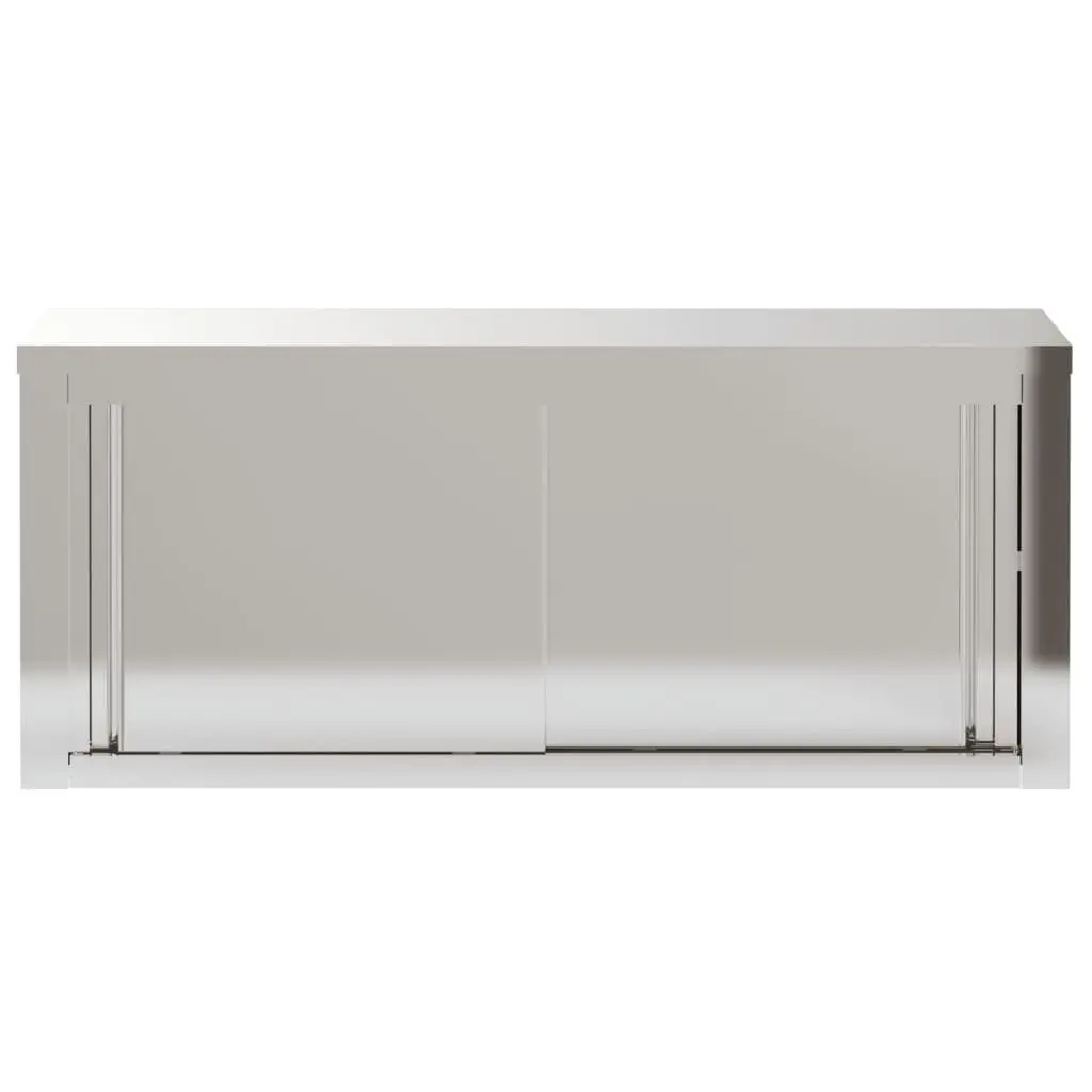 Stainless Steel Kitchen Wall Cabinet Sliding Doors Food Storage Commercial