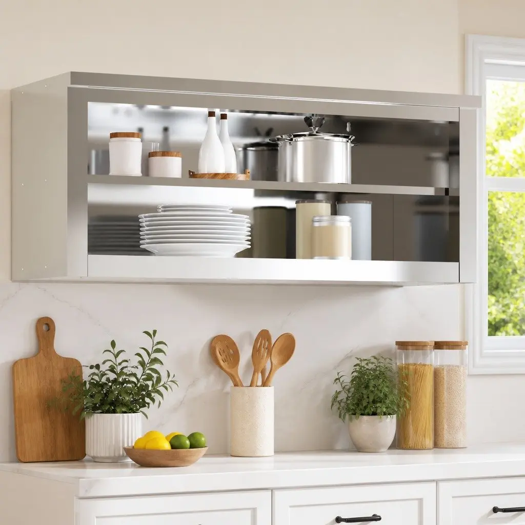 Stainless Steel Kitchen Wall Cabinet with Shelf Commercial Food Storage