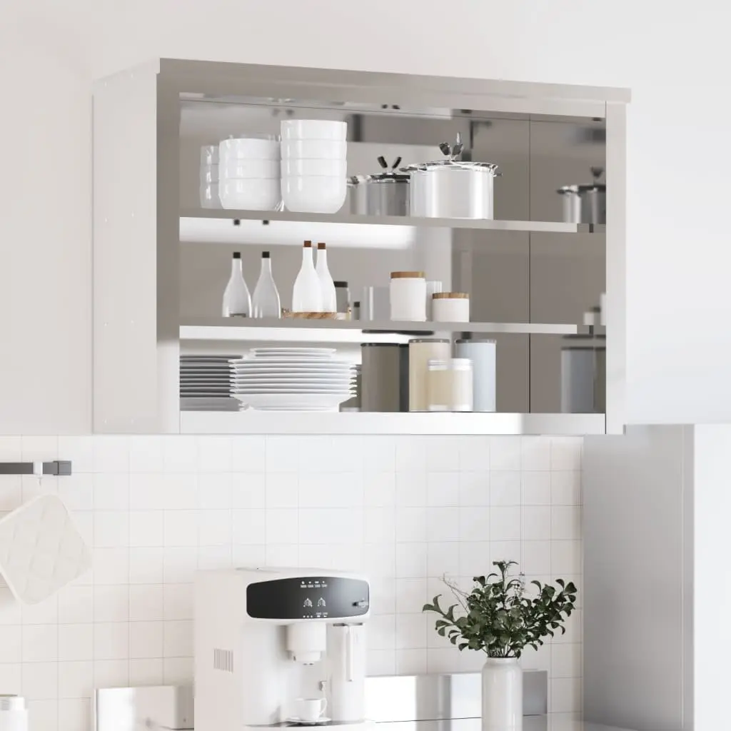 Stainless Steel Wall-Mounted Kitchen Cabinet with Shelves for Food Storage