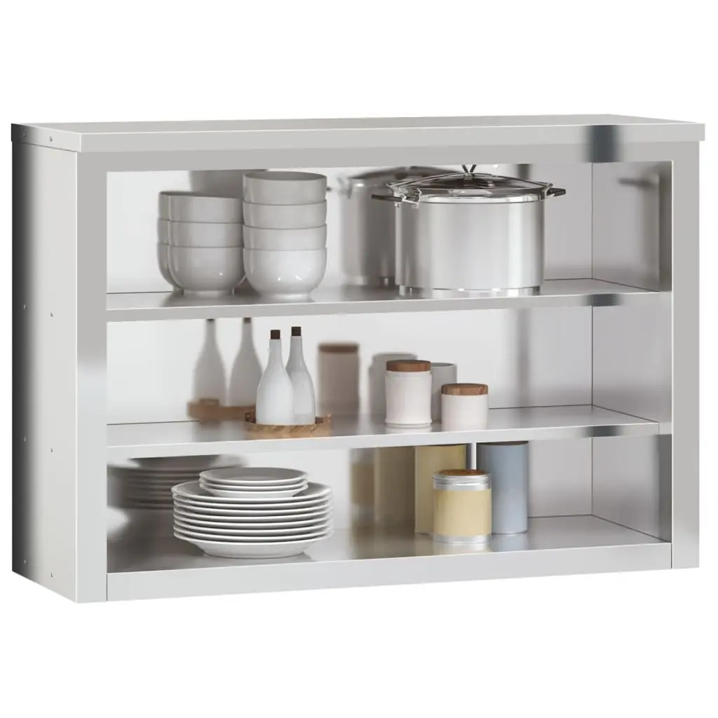 Stainless Steel Wall-Mounted Kitchen Cabinet with Shelves for Food Storage