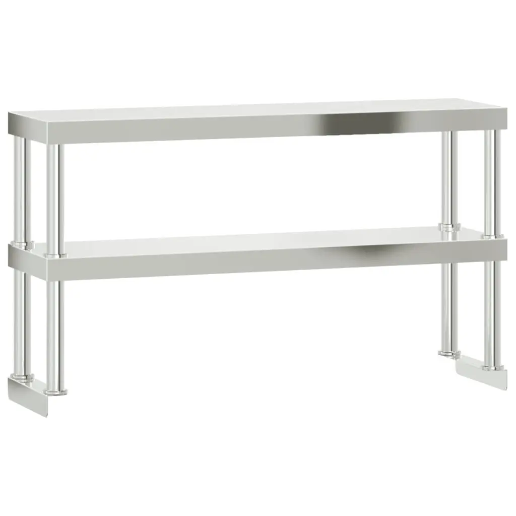 Stainless Steel Work Table Overshelf 2-Tier 110x30x65cm Kitchen Prep Shelf Rack