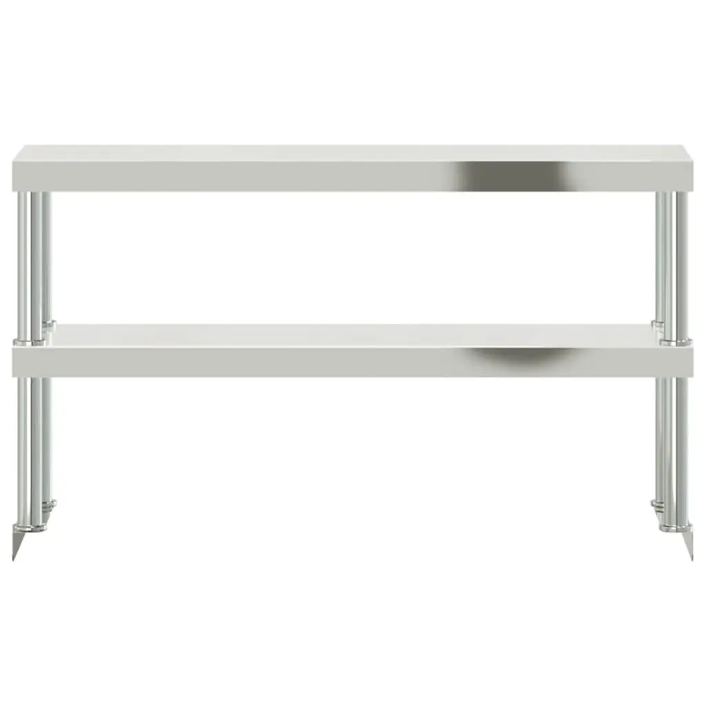 Stainless Steel Work Table Overshelf 2-Tier 110x30x65cm Kitchen Prep Shelf Rack