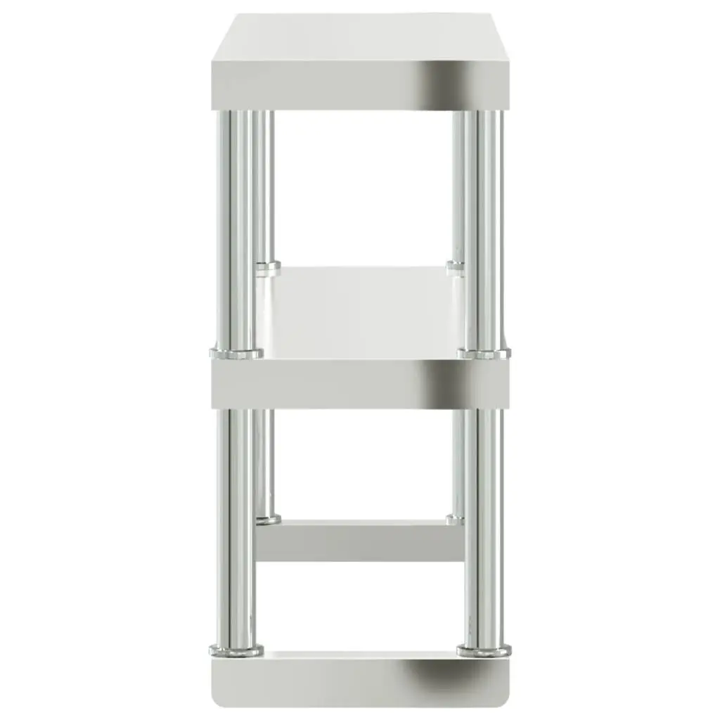 Stainless Steel Work Table Overshelf 2-Tier 110x30x65cm Kitchen Prep Shelf Rack
