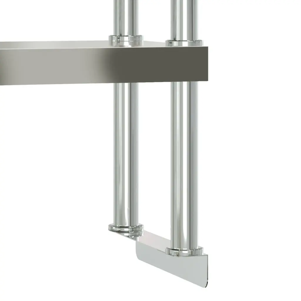 Stainless Steel Work Table Overshelf 2-Tier 110x30x65cm Kitchen Prep Shelf Rack