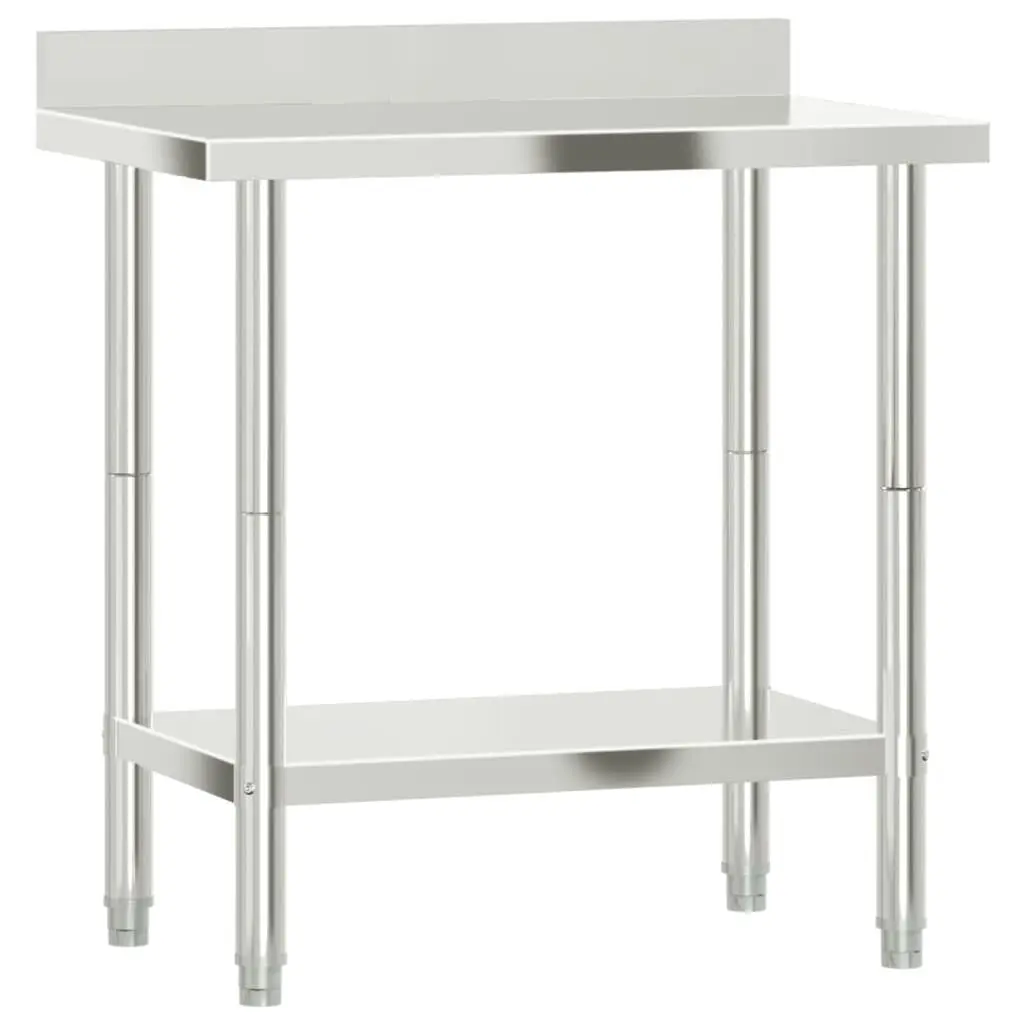 Stainless Steel Kitchen Work Table with Backsplash and Shelf for Food Prep