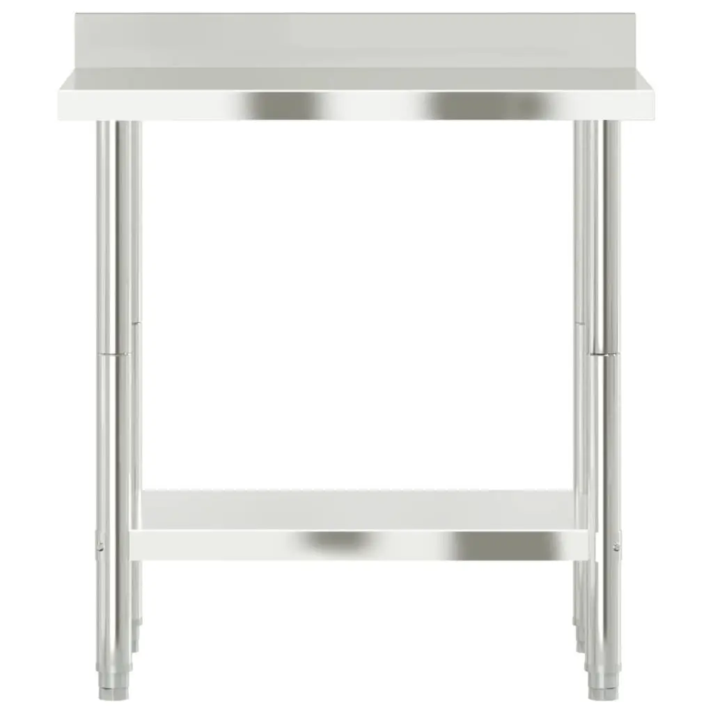 Stainless Steel Kitchen Work Table with Backsplash and Shelf for Food Prep