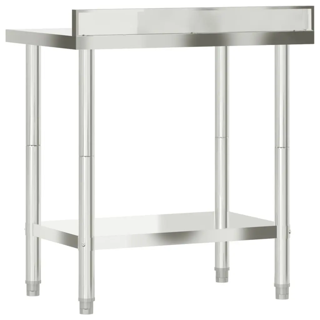 Stainless Steel Kitchen Work Table with Backsplash and Shelf for Food Prep