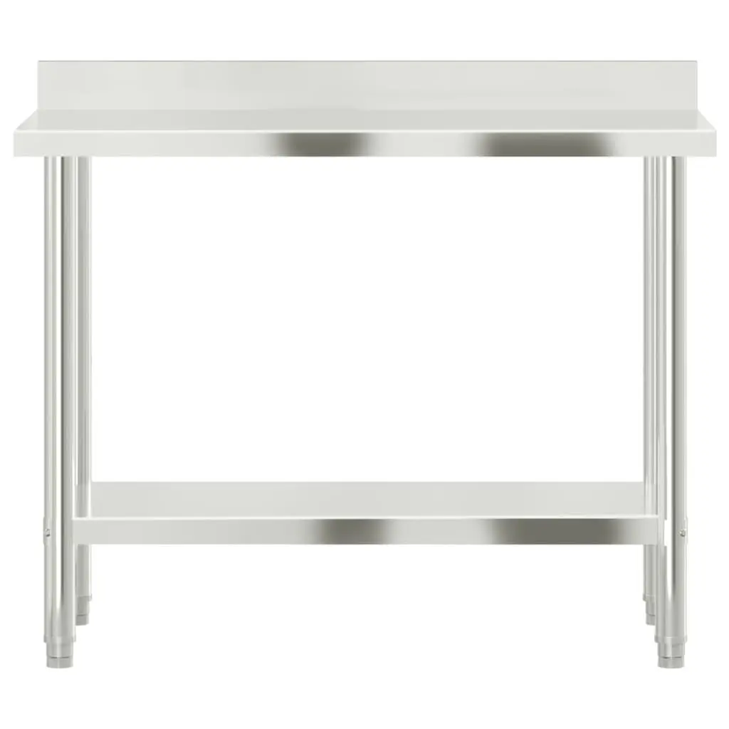 Stainless Steel Kitchen Work Table Prep Station with Backsplash 110x55x93cm