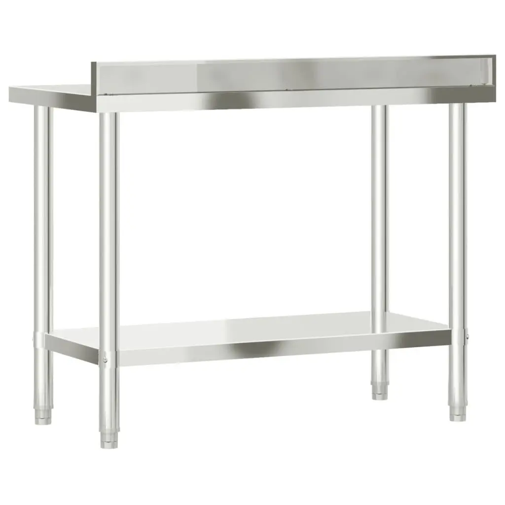 Stainless Steel Kitchen Work Table Prep Station with Backsplash 110x55x93cm