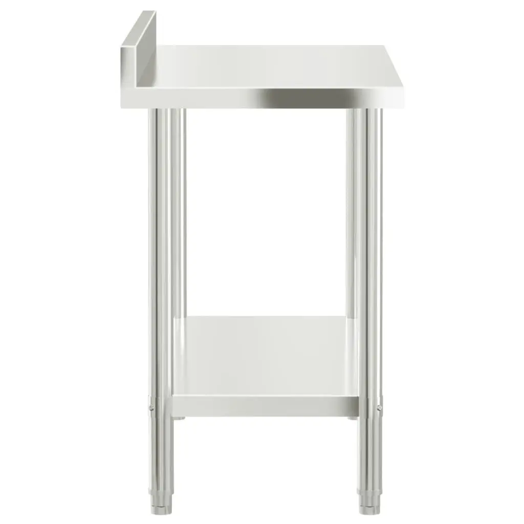 Stainless Steel Kitchen Work Table Prep Station with Backsplash 110x55x93cm