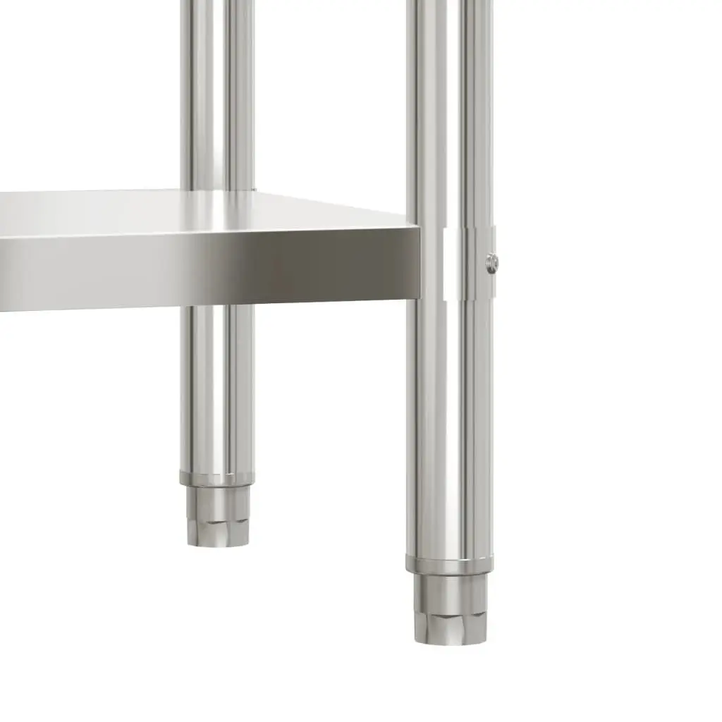Stainless Steel Kitchen Work Table Prep Station with Backsplash 110x55x93cm