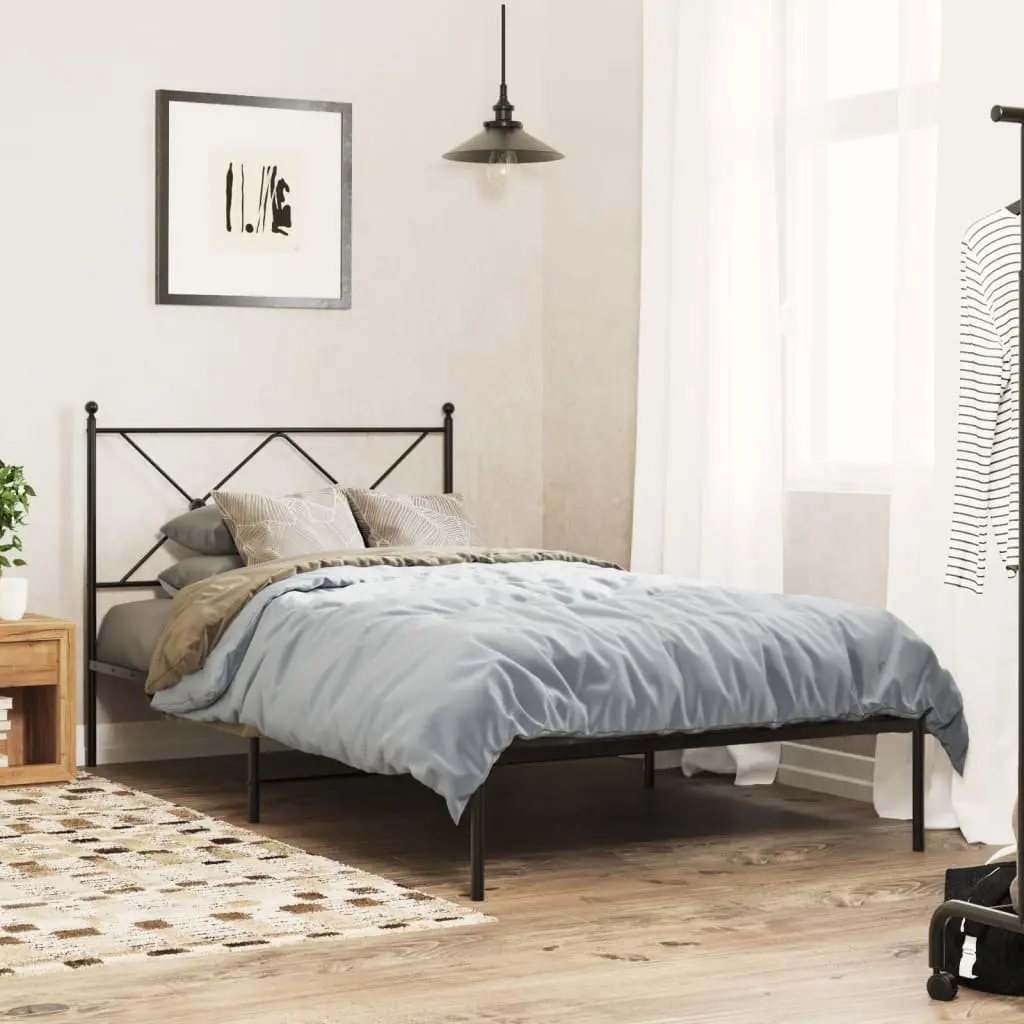 Metal Bed Frame Black King Single 107x203cm Steel Slats Headboard