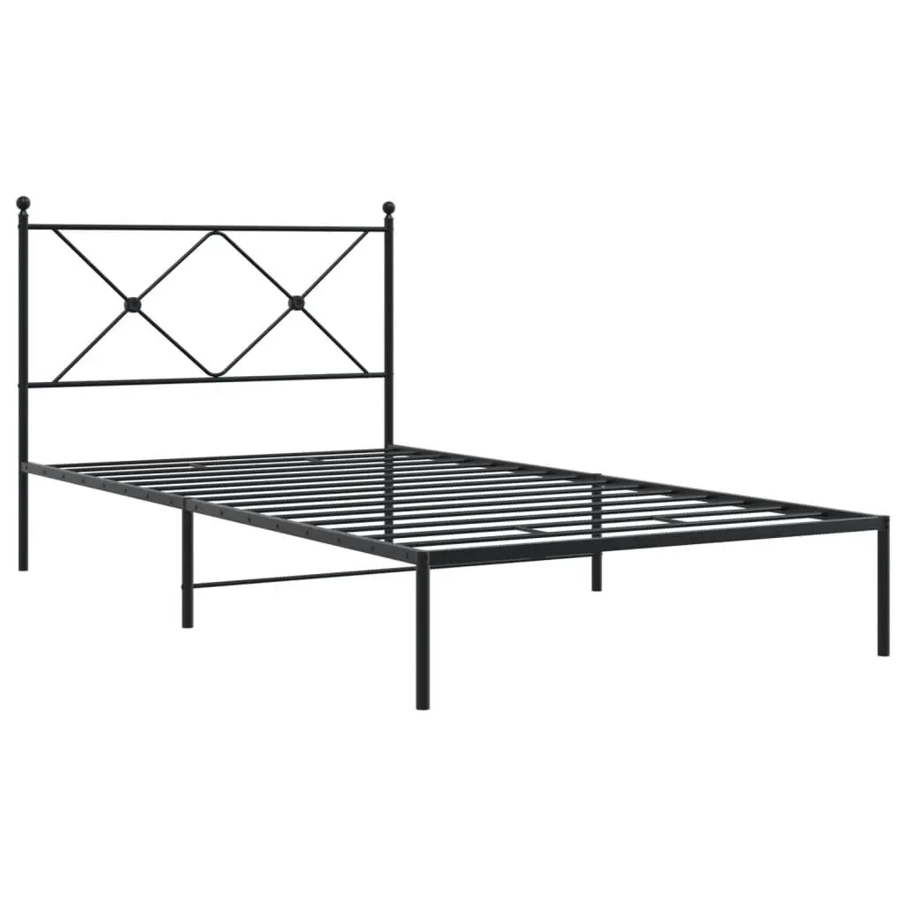 Metal Bed Frame Black King Single 107x203cm Steel Slats Headboard