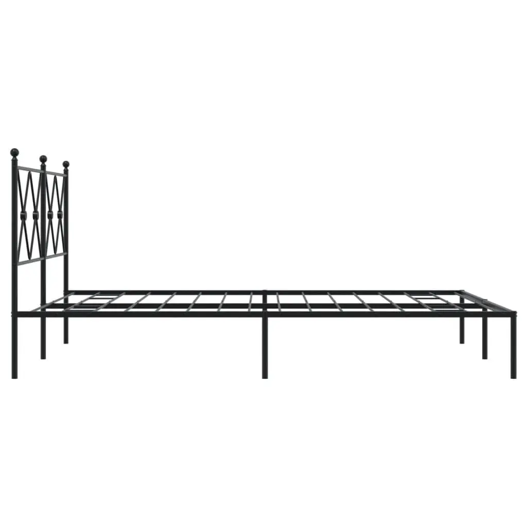 Metal Bed Frame Black with Headboard 135x190 cm