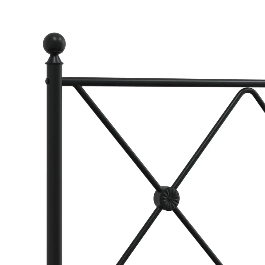 Metal Bed Frame Black with Headboard 135x190 cm