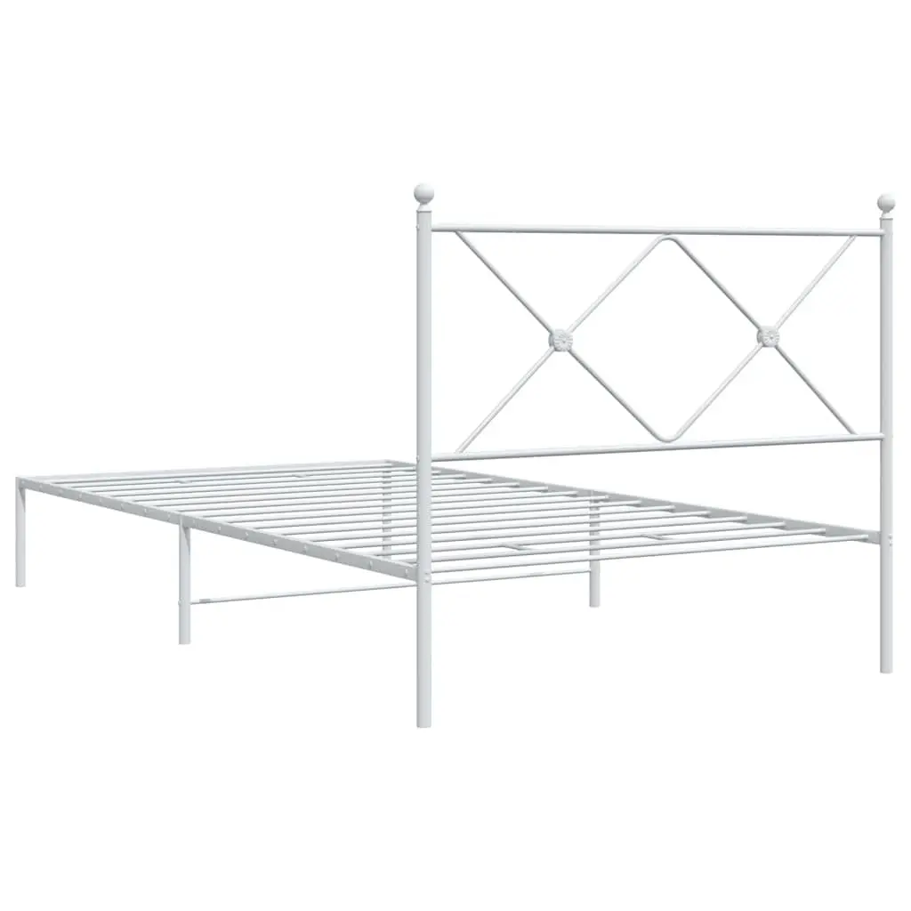 Metal Bed Frame King Single Powder-coated Steel 107x203 cm White
