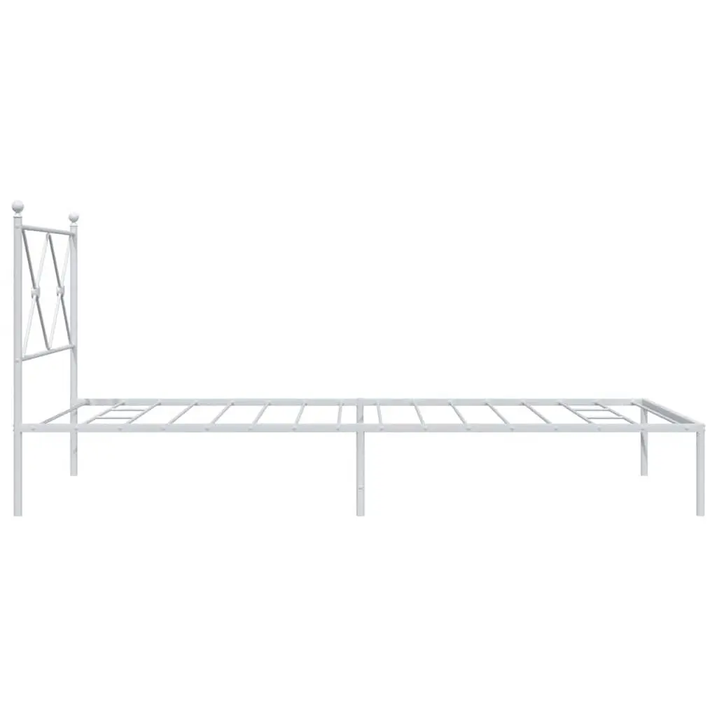 Metal Bed Frame King Single Powder-coated Steel 107x203 cm White