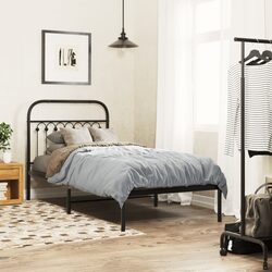 Friendly Black Metal Bed Frame 90x190 cm with Storage