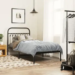 Friendly Black Metal Bed Frame 90x190 cm with Storage