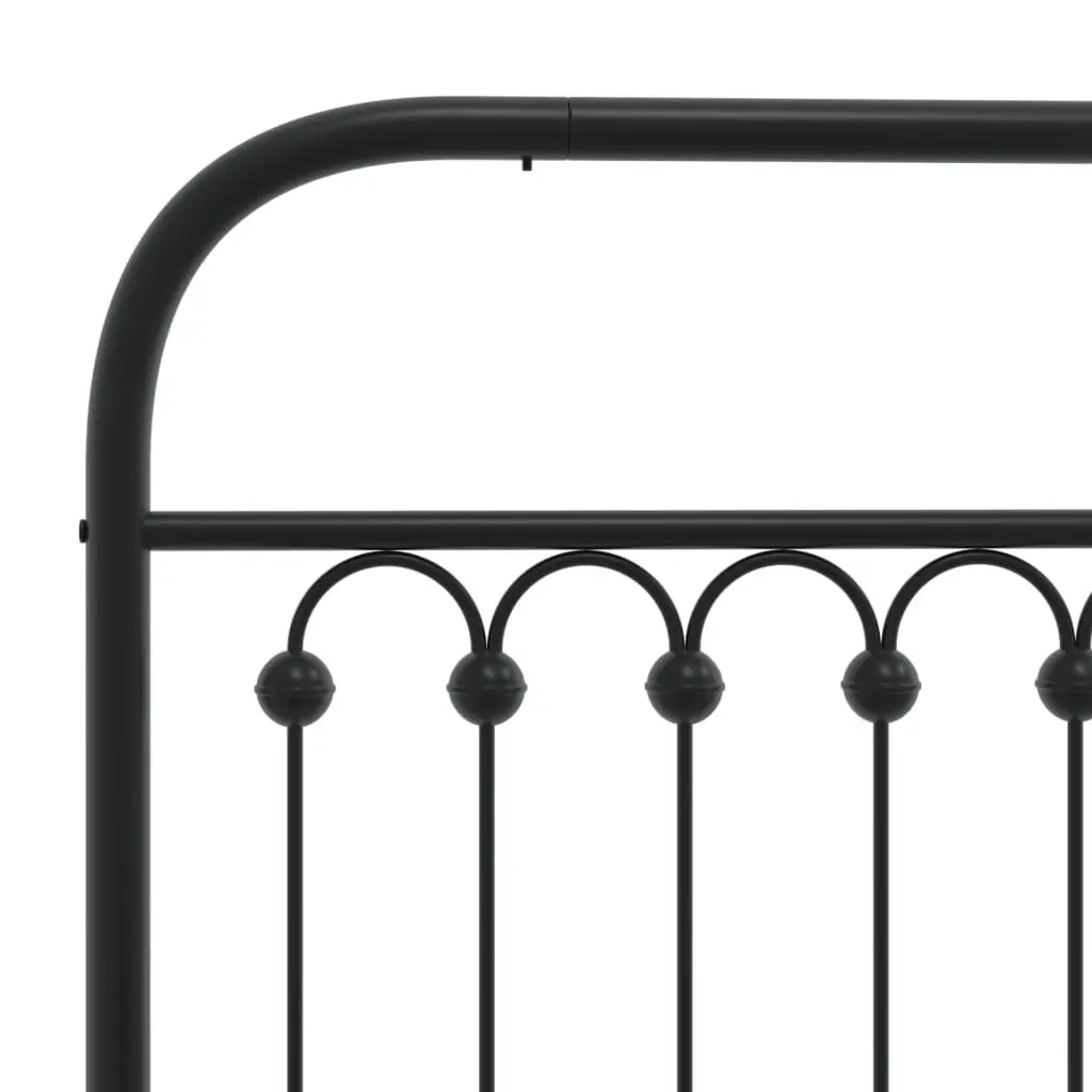 Metal Bed Frame Black 90x190 cm with Headboard Slatted Base and Under-bed Storage