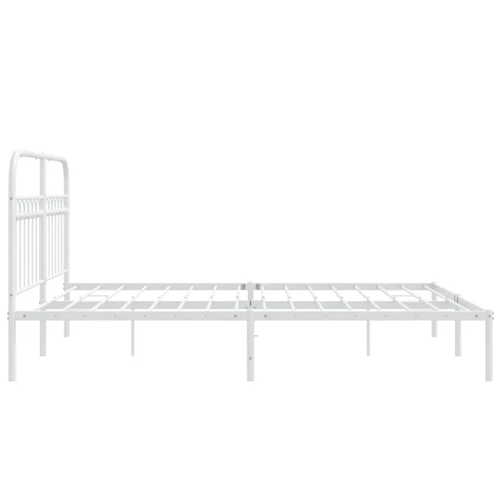 White Metal Bed Frame 150x200 cm with Headboard