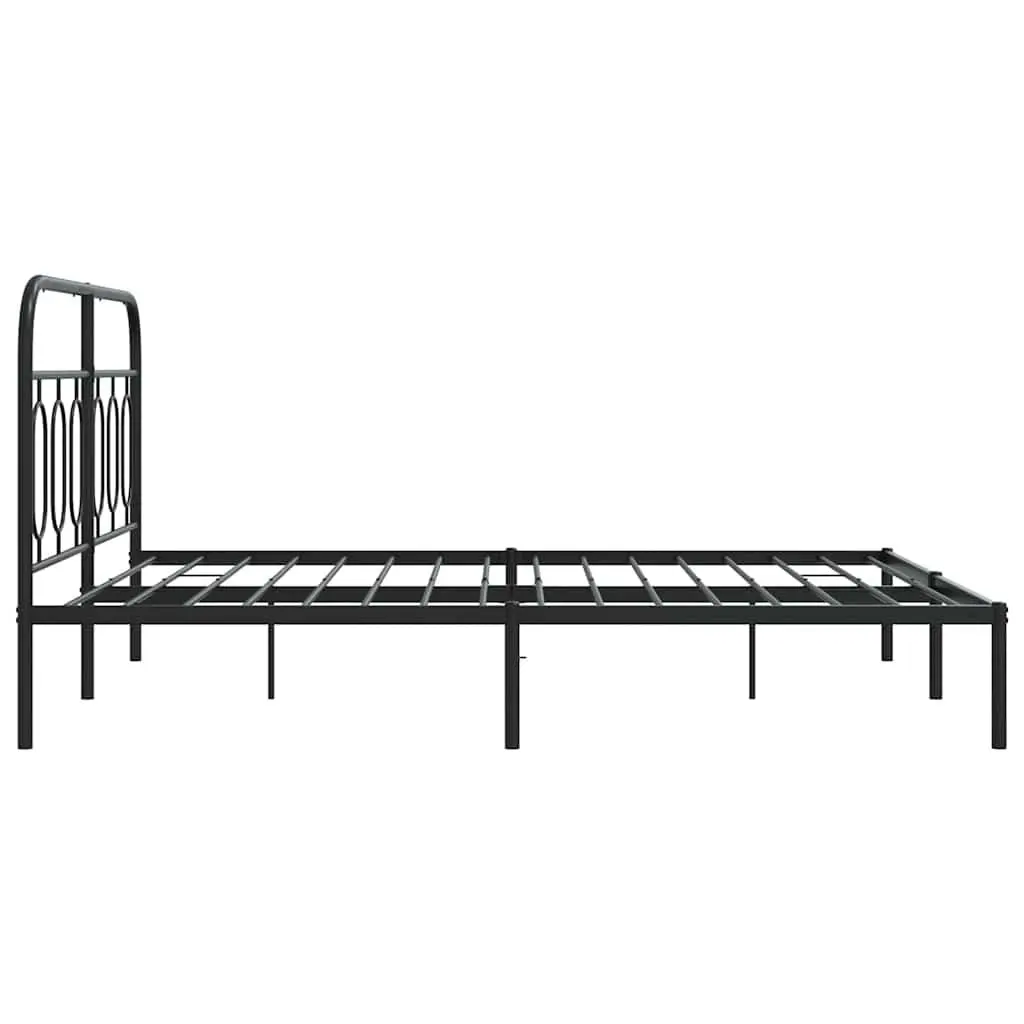 Metal Bed Frame with Headboard Robust Steel Construction 150x200cm Black