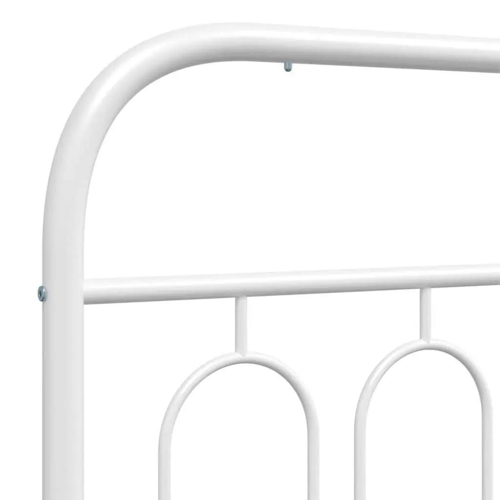 Metal Bed Frame with Headboard Slatted Base 90x190 cm White