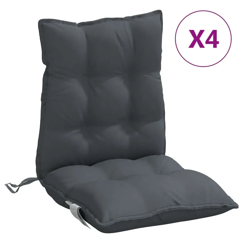 Low Back Chair Cushions Anthracite Oxford Fabric 50 x 100 cm 4 Piece
