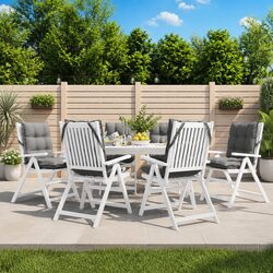 Lowback Chair Cushions 6 Pieces Grey Oxford Fabric Outdoor Garden Patio Seat Pad