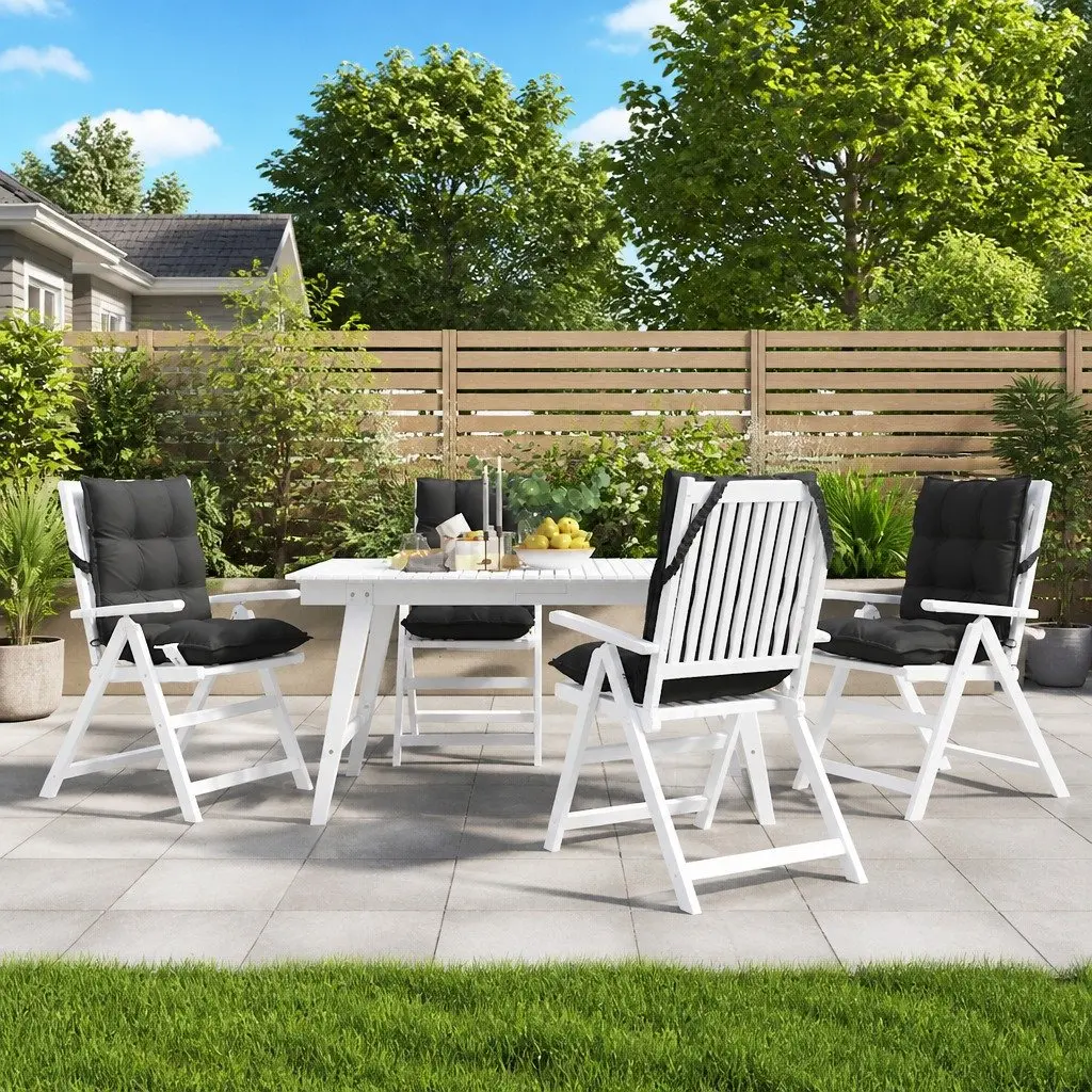 Lowback Chair Cushions Black Oxford Fabric 4 Pieces Outdoor Garden Patio Seat