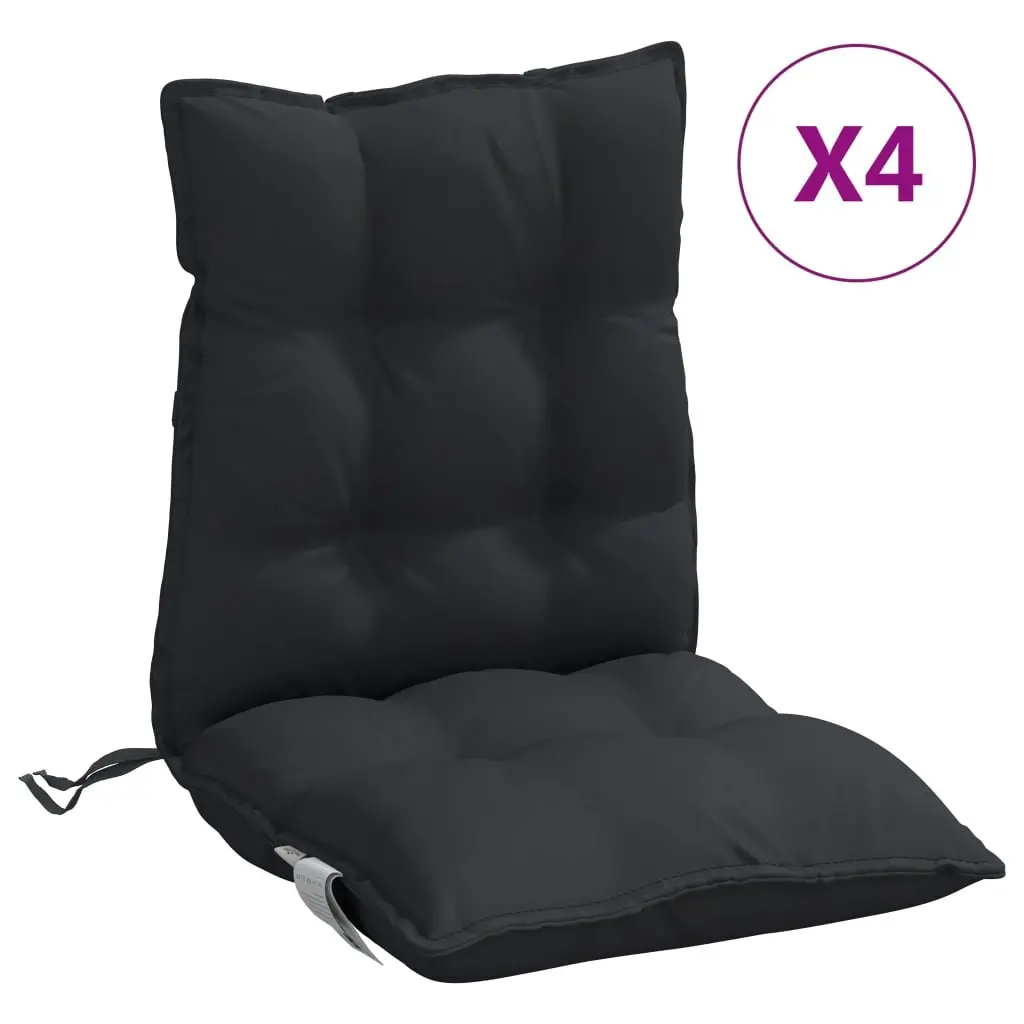 Lowback Chair Cushions Black Oxford Fabric 4 Pieces Outdoor Garden Patio Seat